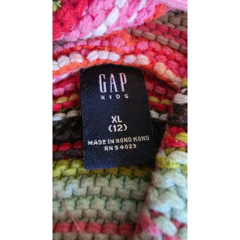 Gap Kids Button Down Hood Knit Sweater Girls Size XL (12) READ Description